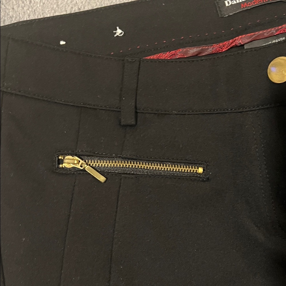 Black Skinny Trouser Pants with Gold Accents - Picture 4 of 7